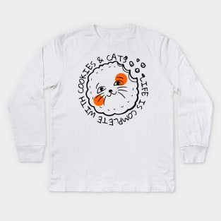 Life Is Complete With Cookies And Cats Kids Long Sleeve T-Shirt